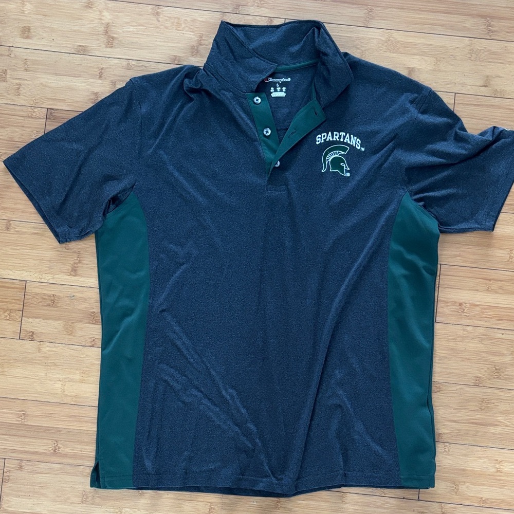 Michigan State Spartans Men's Black and Green Polo Shirt